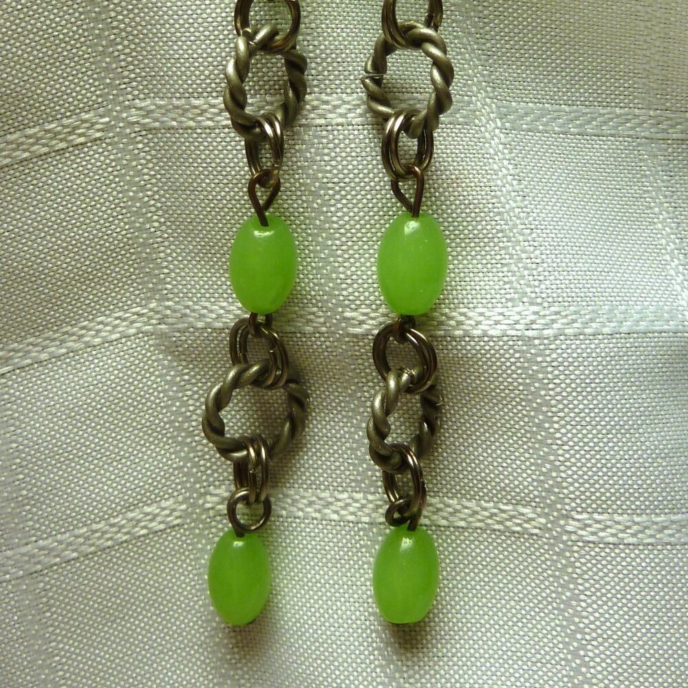 No152 Handmade earrings with acrylic beads and rings Approx. 4 inches long